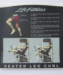 Sign Concepts Life Fitness Signature Seated Leg Curl Instruction Decal