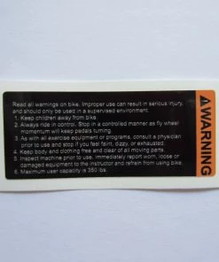 Sign Concepts LeMond Spin Bike Warning Decal